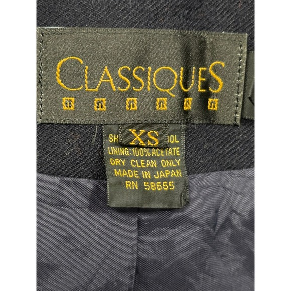 Classiques Entier Navy Wool Blazer Gold Crest Button Vintage Made in Japan XS - Picture 13 of 13